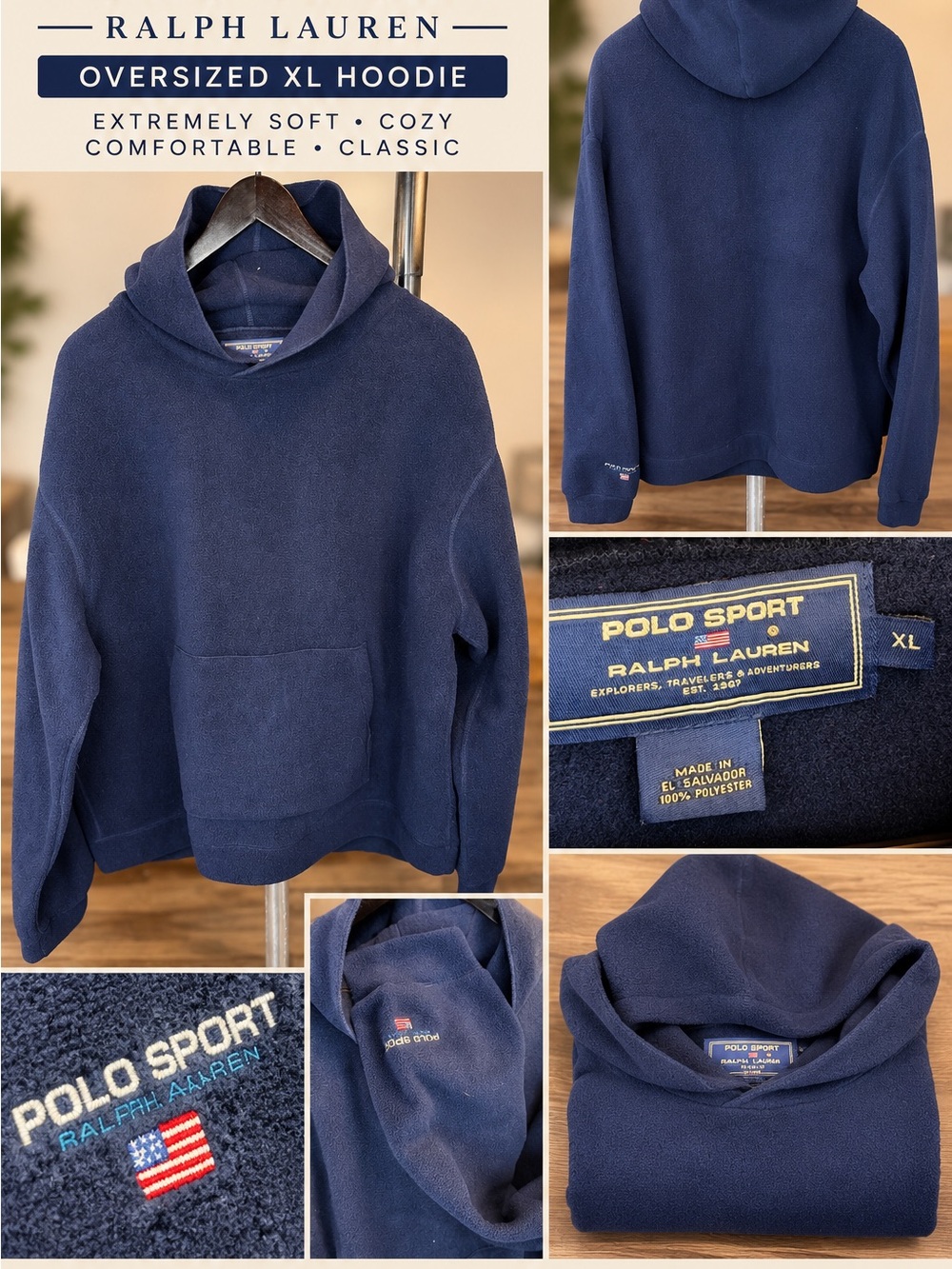 Polo Sport by Ralph Lauren Navy Oversized Hoodie XL